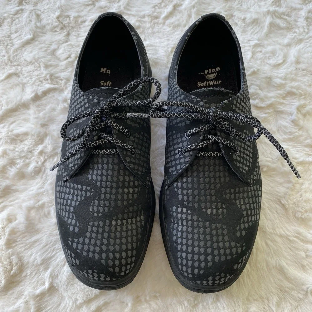 Dr. Martens Airwair Softwair‎ Cavendish Oxford Shoes Black Camo Men 6 Women 7